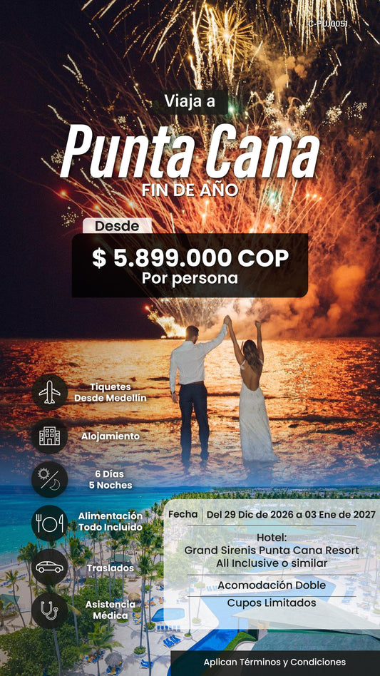 PUNTA CANA FIN DE AÑO DESDE MEDELLIN